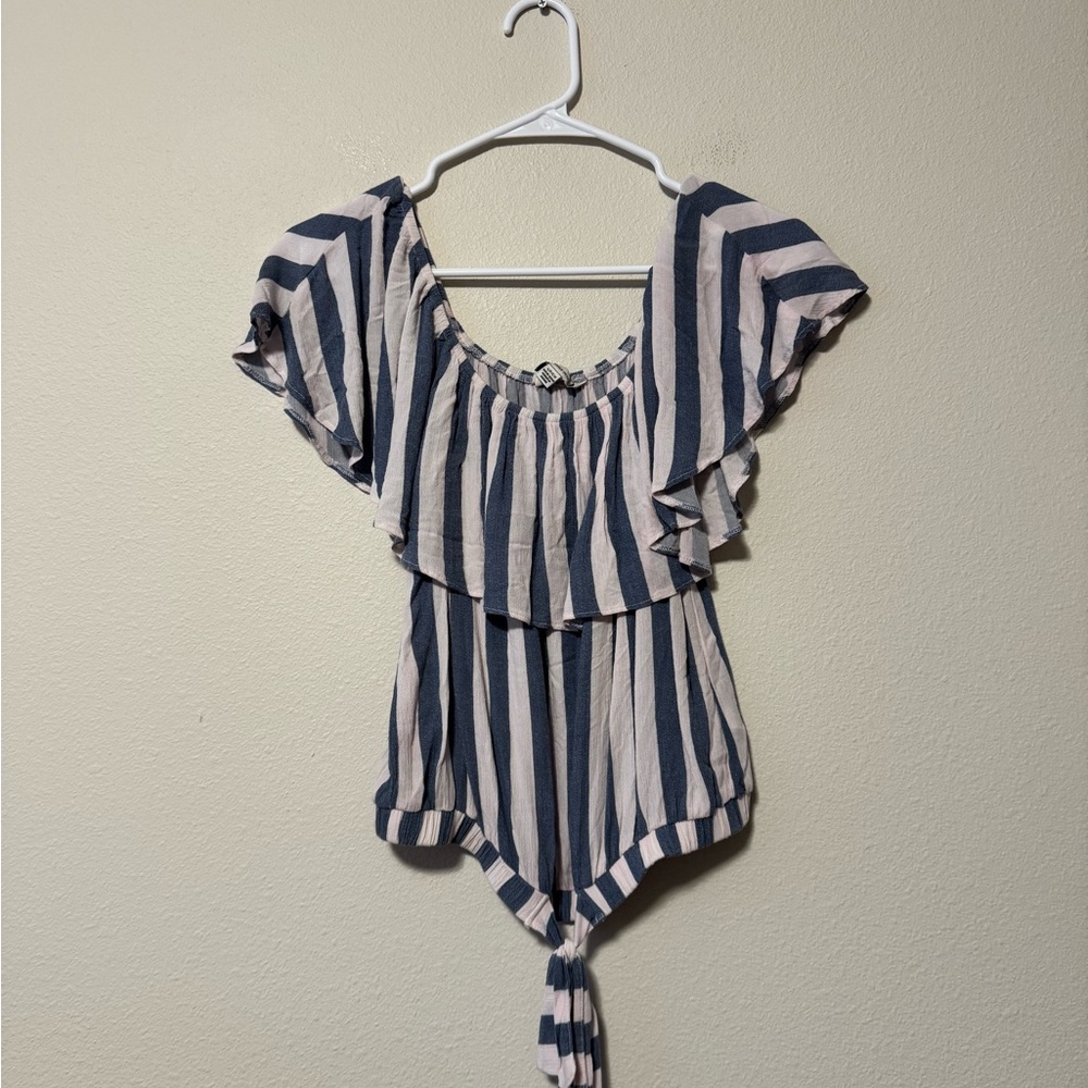 American Eagle Outfitters Navy and pink Striped top